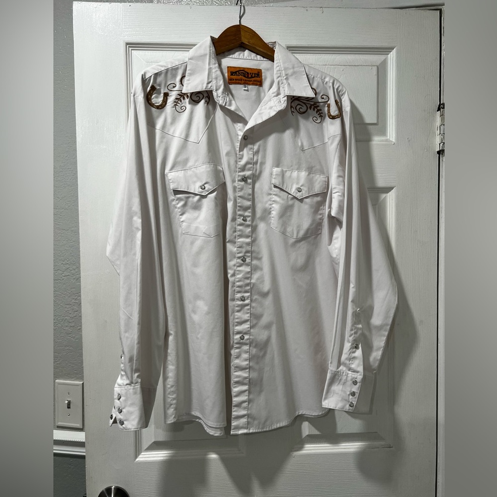 Wrangler White Shirt with Brown Embroidery
